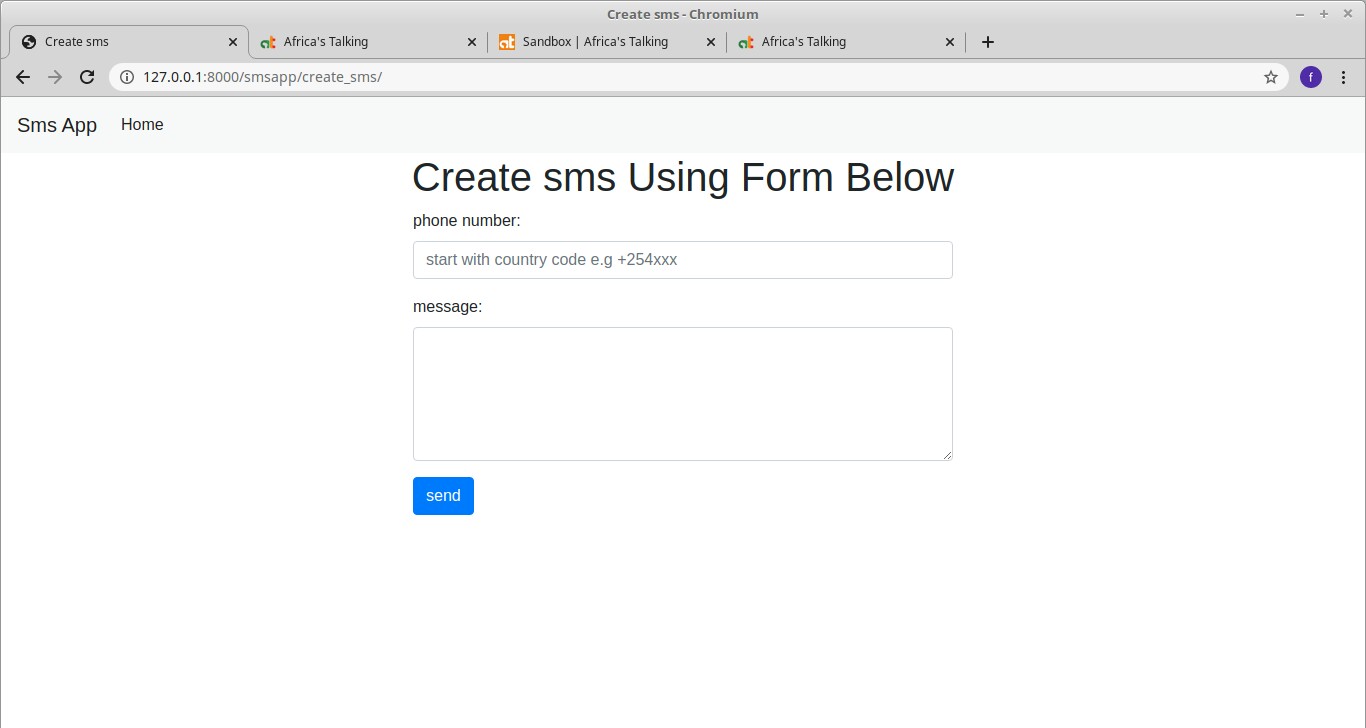 create sms form