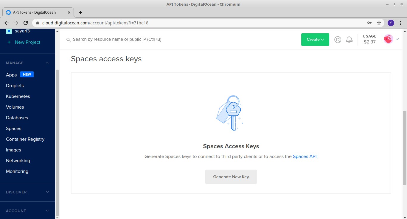 spaces access keys